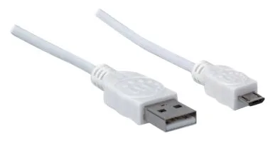 Manhattan USB-A to Micro-USB Cable, 1m, Male to Male, White, 480 Mbps (USB 2.0), Ansicht 3