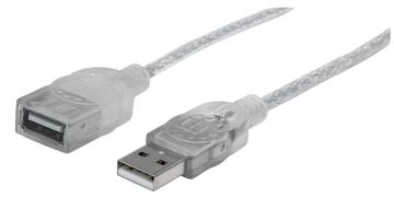 Manhattan USB-A to USB-A Extension Cable, 1.8m, Male to Female, 480 Mbps (USB 2.0) - Silber von LumaTech