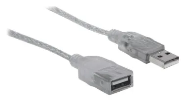 Manhattan USB-A to USB-A Extension Cable, 1.8m, Male to Female, 480 Mbps (USB 2.0) - Silber, Ansicht 2