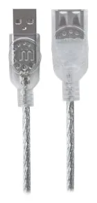 Manhattan USB-A to USB-A Extension Cable, 1.8m, Male to Female, 480 Mbps (USB 2.0) - Silber, Ansicht 5