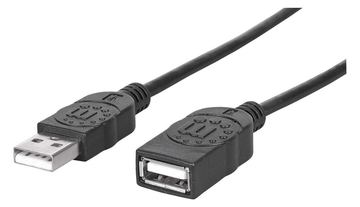 Manhattan USB-A to USB-A Extension Cable, 1.8m, Male to Female, 480 Mbps (USB 2.0) - Schwarz von LumaTech
