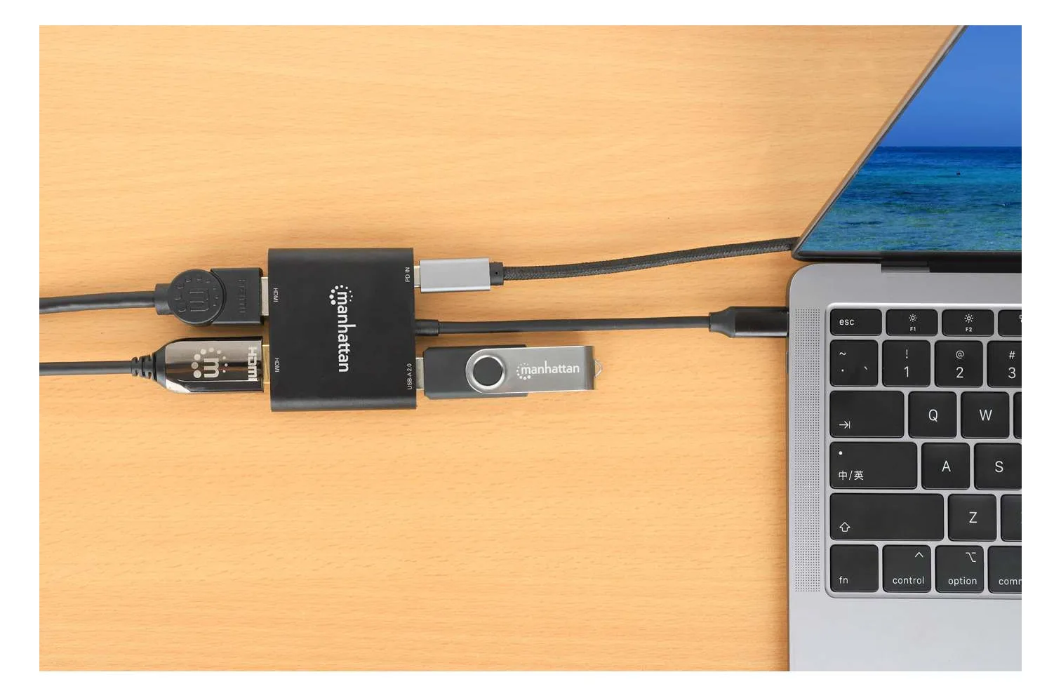 Manhattan USB-C PD auf Dual-HDMI-Monitor-Adapter 4K 60Hz - Adapter - Digital/Daten, Ansicht 2