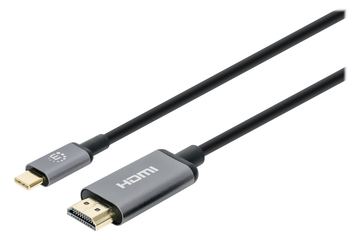 Manhattan USB-C to HDMI Cable, 4K@30Hz, 2m, Black, Equivalent to Startech CDP2HD2MBNL, Male to Male, Three Year Warranty von LumaTech