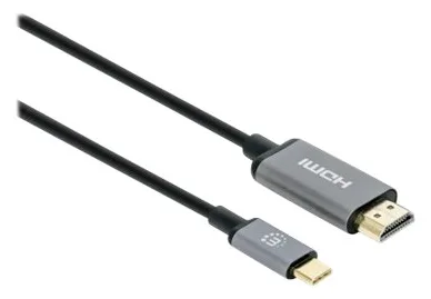 Manhattan USB-C to HDMI Cable, 4K@30Hz, 2m, Black, Equivalent to Startech CDP2HD2MBNL, Male to Male, Three Year Warranty, Ansicht 2