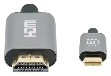 Manhattan USB-C to HDMI Cable, 4K@30Hz, 2m, Black, Equivalent to Startech CDP2HD2MBNL, Male to Male, Three Year Warranty, Ansicht 3