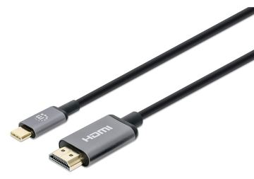 Manhattan USB-C to HDMI Cable, 4K@60Hz, 1m, Black, Equivalent to Startech CDP2HD2MBNL, Male to Male, Three Year Warranty von LumaTech