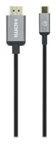 Manhattan USB-C to HDMI Cable, 4K@60Hz, 1m, Black, Equivalent to Startech CDP2HD2MBNL, Male to Male, Three Year Warranty, Ansicht 3