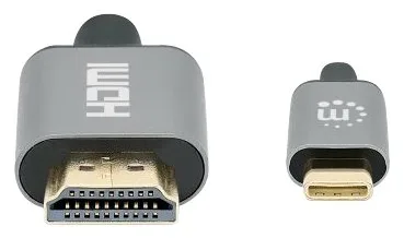 Manhattan USB-C to HDMI Cable, 4K@60Hz, 1m, Black, Equivalent to Startech CDP2HD2MBNL, Male to Male, Three Year Warranty, Ansicht 4