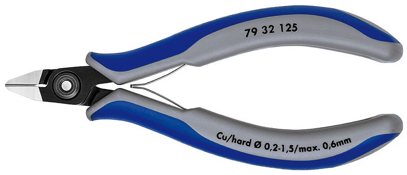 KNIPEX 79 32 125 - Diagonale Zange - Chrom-Vanadium-Stahl - Kunststoff - Blau - Grau - 125 mm - 58 g