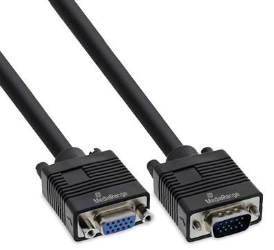 MEDIARANGE VGA Verlängerungskabel Schwarz - Digital/Daten - Digital/Display/Video von LumaTech