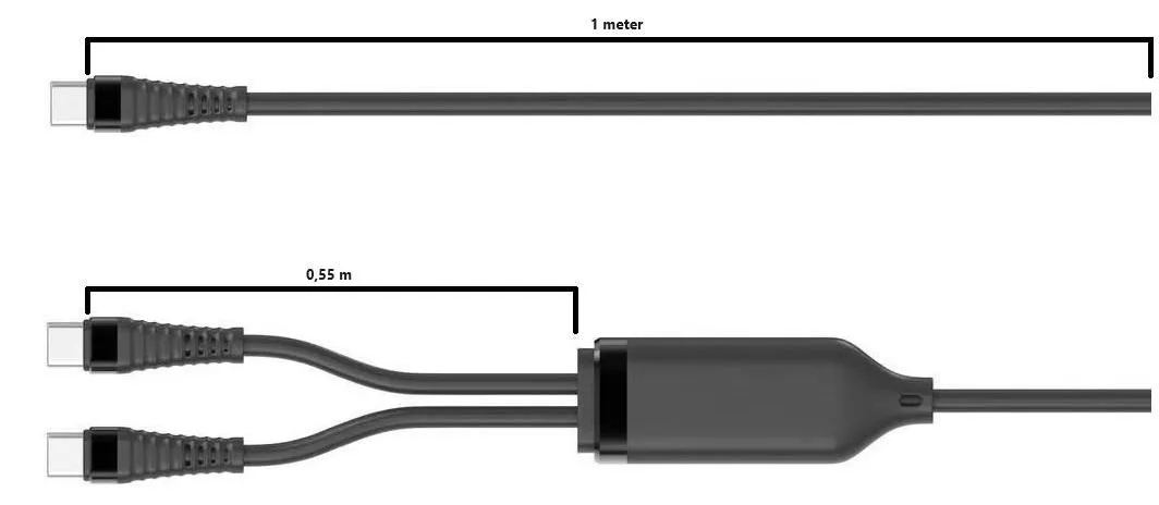 MicroConnect 1-in-2 PD100W USB-C to USB-C×2 Splitter Cable 1.55 - Kabel - Digital/Daten, Ansicht 2