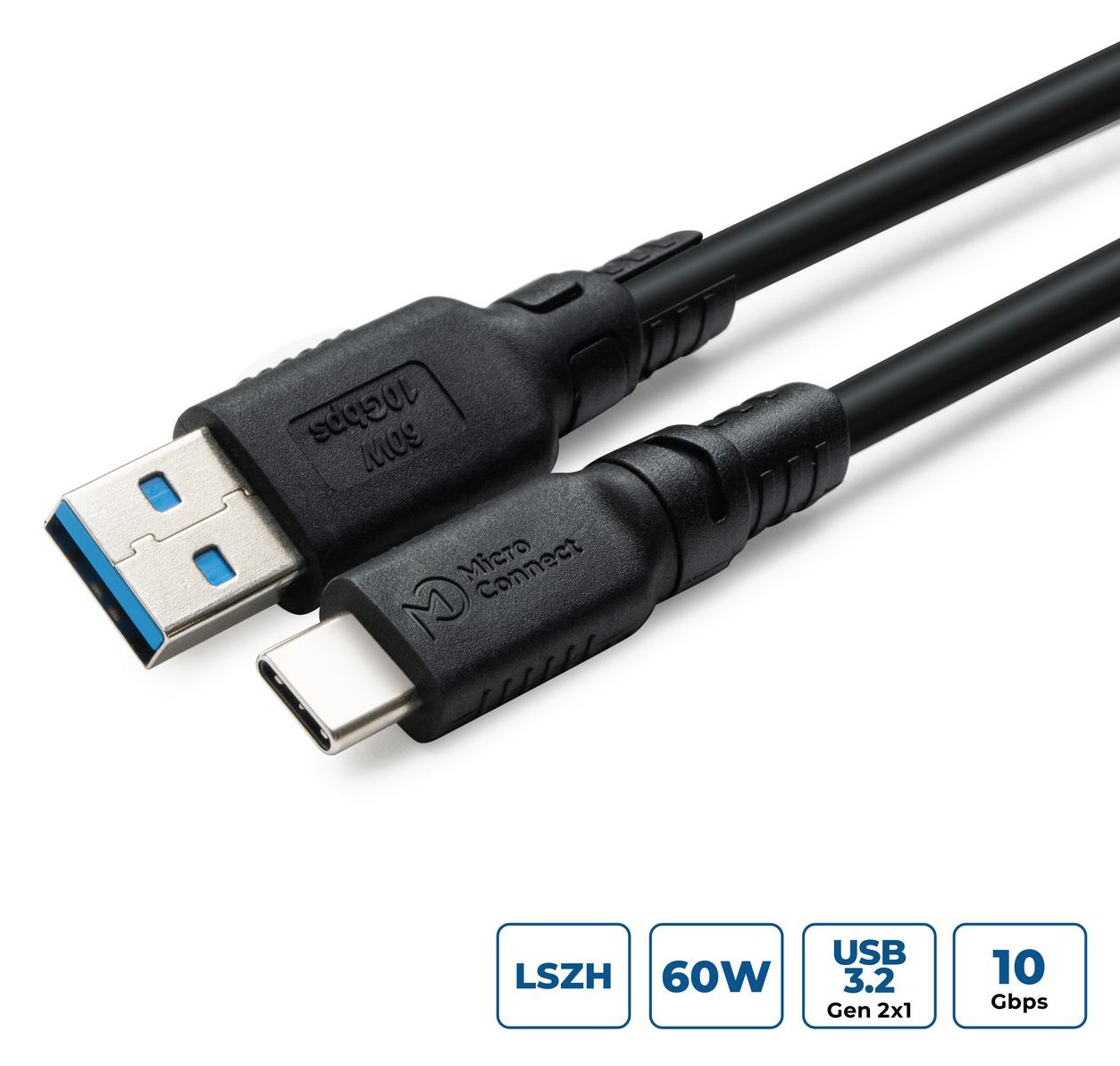 MicroConnect ColorFlex USB-C to USB-A cable 60W 10Gbps Halogenfree - Kabel - Digital/Daten von LumaTech