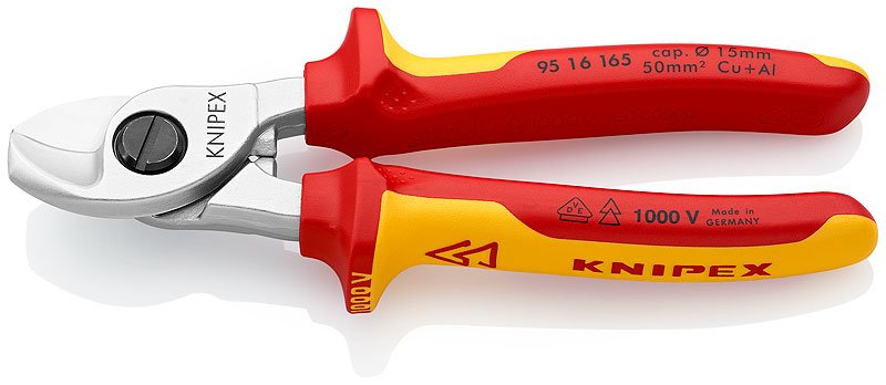 KNIPEX 95 16 165 - Hand-Kabelschneider - Rot - Gelb - Chrom - Orange - Rot - Edelstahl - 1,5 cm - REACH - VDE