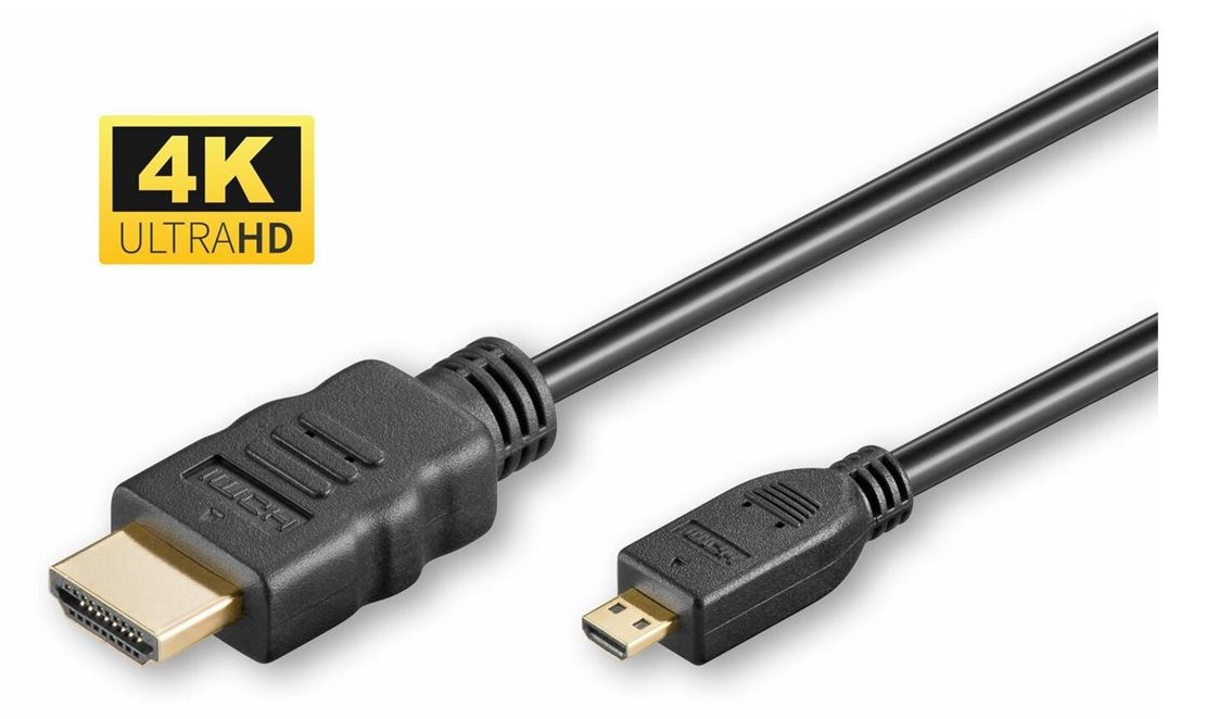 MicroConnect Highspeed - HDMI-Kabel mit Ethernet - HDMI männlich zu 19 pin micro HDMI Type D männlich - 3 m - Schwarz
