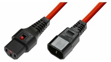 MicroConnect IEC Lock C13 to C14 Red MC-C13C14LOCK-0.5m - 0,5 m von LumaTech