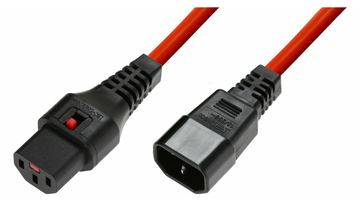 MicroConnect IEC Lock C13 to C14 Red MC-C13C14LOCK-1m - 1 m von LumaTech