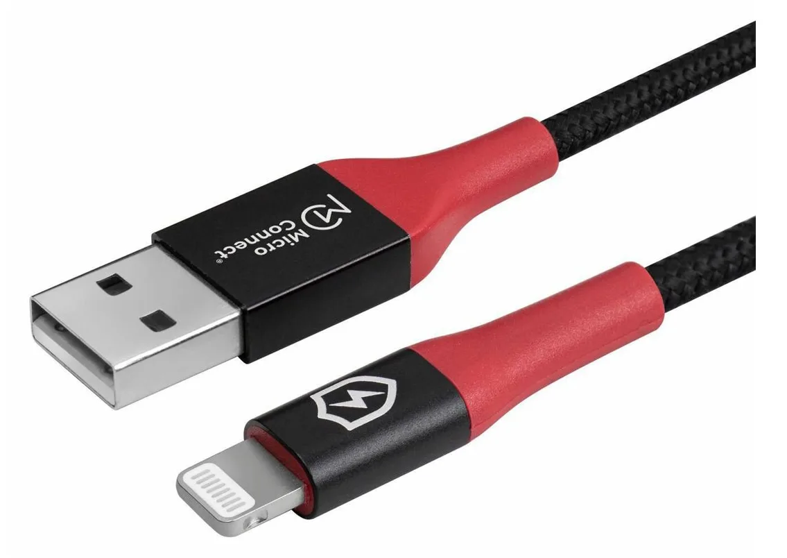 MicroConnect Lightning-Kabel - USB männlich zu Lightning männlich - Schwarz-Rot, Ansicht 2