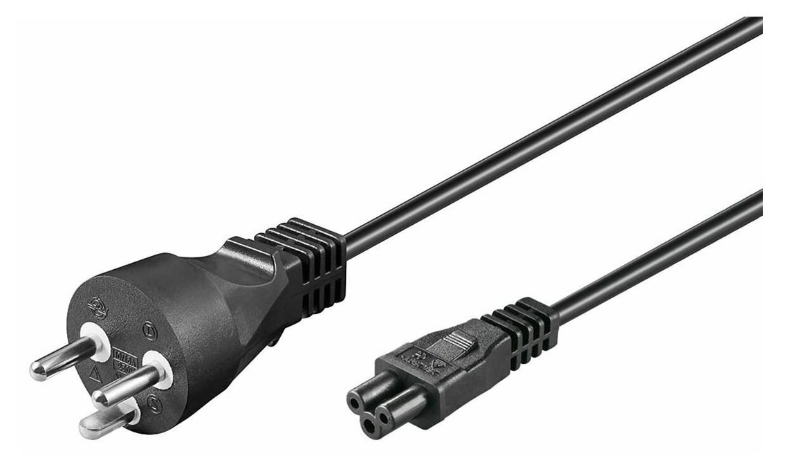 MicroConnect PE120805 - 0,5 m - Male connector / Male connector - Netzstecker Typ K - C5-Koppler - Schwarz
