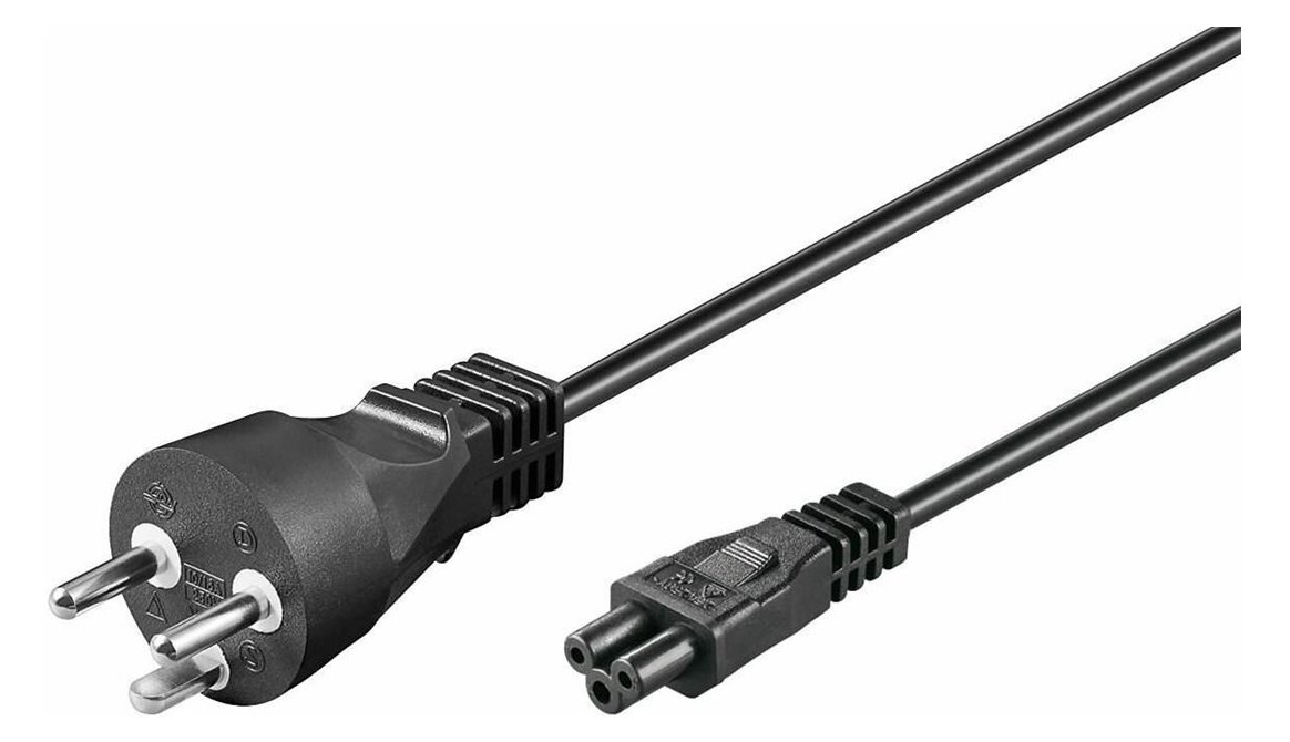 MicroConnect PE120810 - 1 m - Male connector / Male connector - Netzstecker Typ K - C5-Koppler - Schwarz