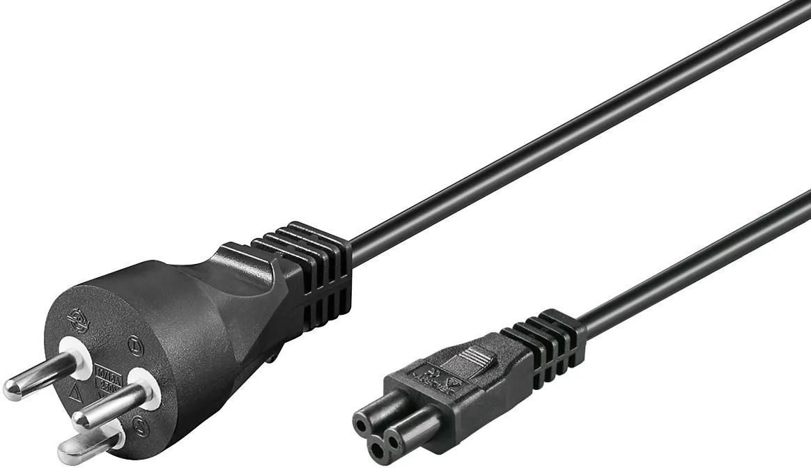 MicroConnect PE120810 - 1 m - Male connector / Male connector - Netzstecker Typ K - C5-Koppler - Schwarz, Ansicht 2