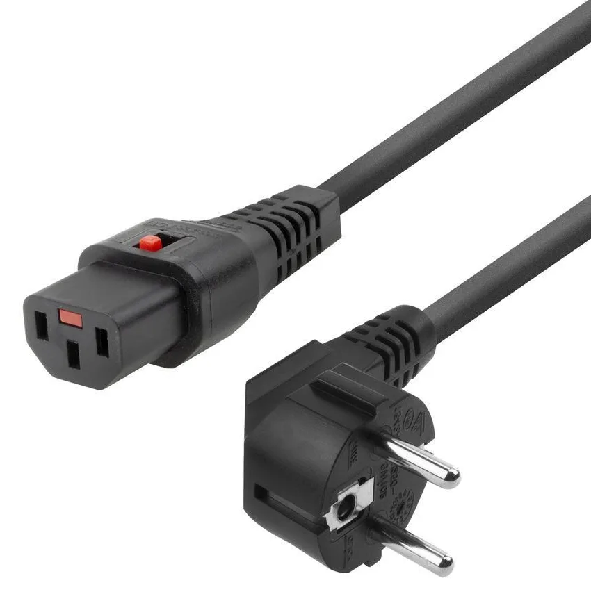 MicroConnect Powercord Schuko CEE 7/7 male angled - C13 IEC Lock black, Ansicht 2