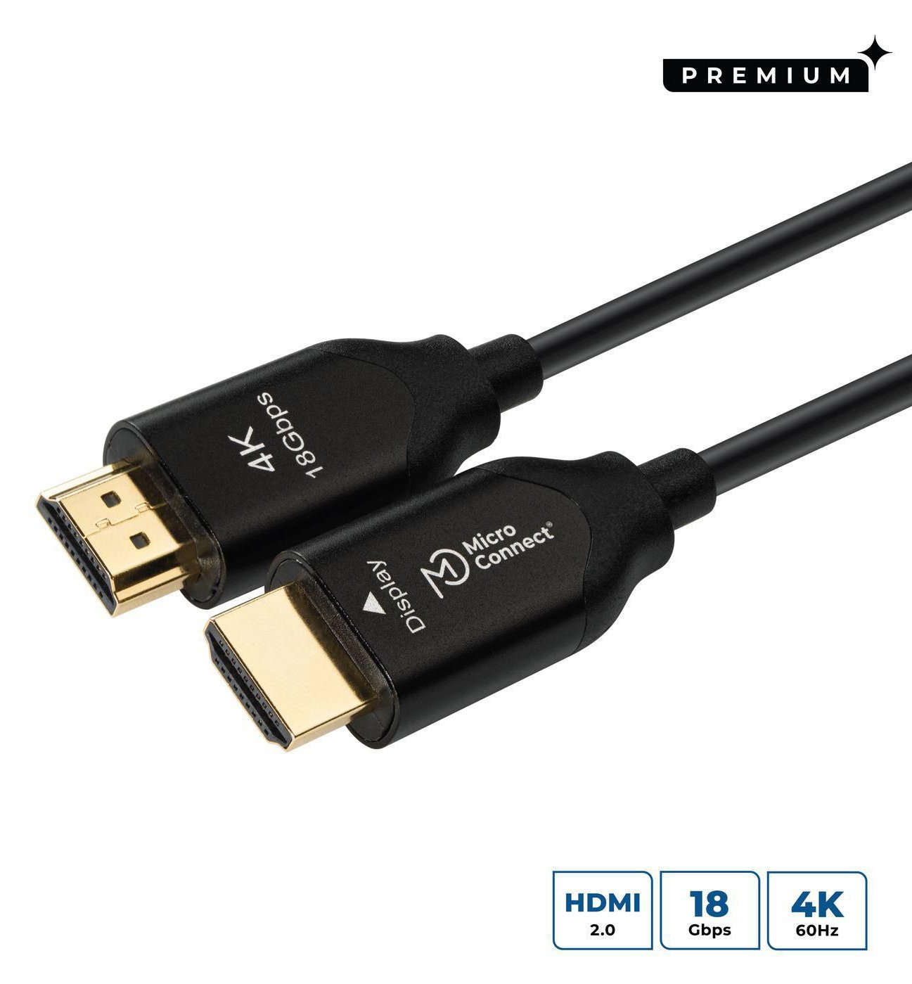 MicroConnect Premium - HDMI-Kabel mit Ethernet - HDMI männlich zu HDMI männlich - 25 m - Kupfer/Kohlefaser - Schwarz