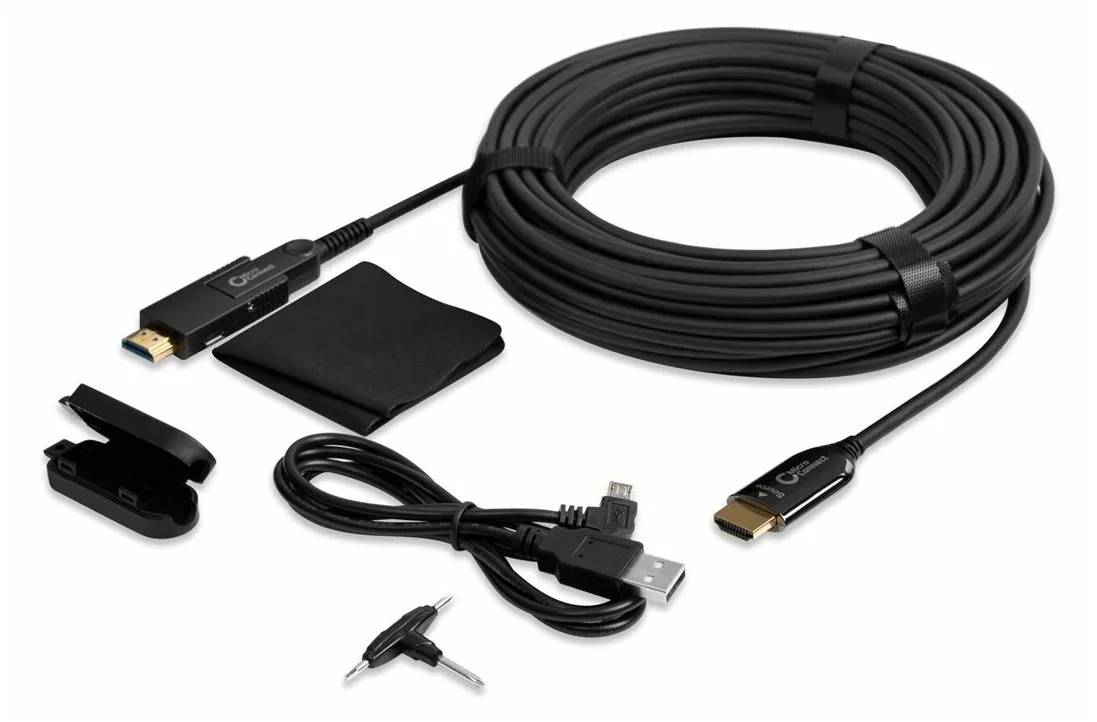 MicroConnect Premium - Kit HDMI-Kabel mit Ethernet - 40 m - Hybrid Kupfer/Kohlefaser - Schwarz - HAOC-Kabel, Ansicht 4