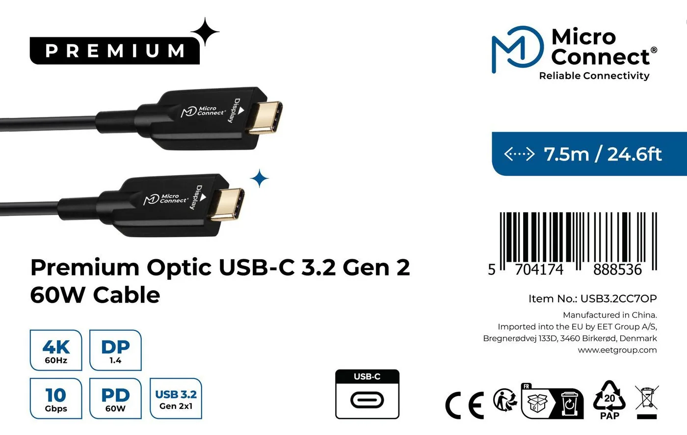 MicroConnect Premium - USB-Kabel - 24 pin USB-C (M), Ansicht 4