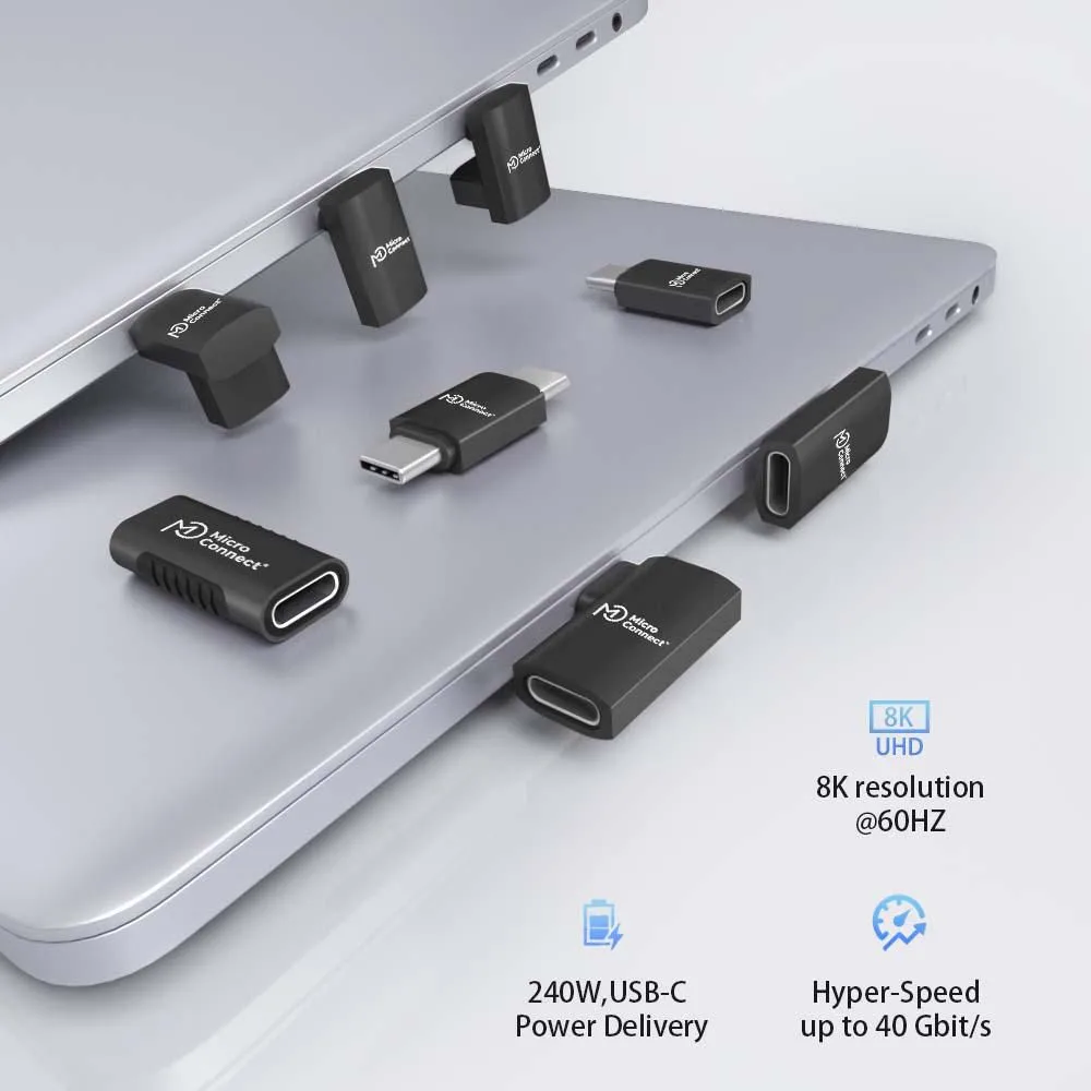MicroConnect Premium USB4 3x2 USB-C twice-angled Long adapter - Adapter, Ansicht 2