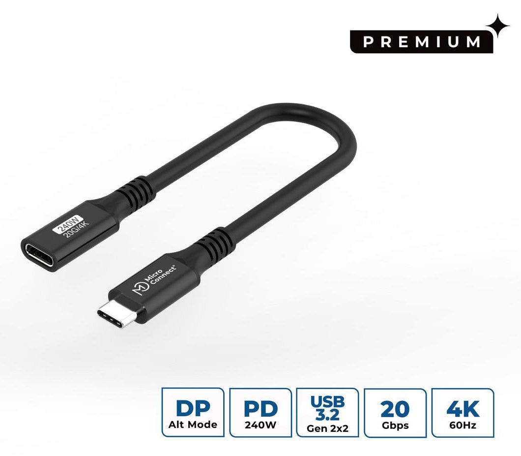 MicroConnect Premium USB-C cable Extender 20Gbps 240W USB 3.2 - Kabel - Digital/Daten von LumaTech