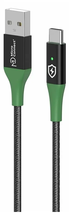 MicroConnect Smart Charge USB-A to USB-C Cable Black/Green - Kabel - Digital/Daten, Ansicht 2