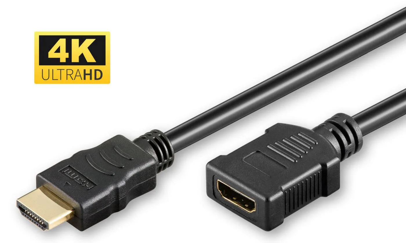MicroConnect Ultra High Speed - HDMI-Verlängerungskabel - HDMI männlich zu HDMI weiblich - 2 m - Schwarz, Ansicht 2