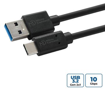 MicroConnect USB3.2CA0.25 - 0,25 m - USB A - USB C - USB 3.2 Gen 2 (3.1 Gen 2) - 10 Gbit/s - Schwarz von LumaTech