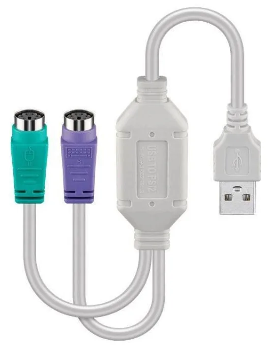 MicroConnect USBA2XPS2 - 0,3 m - 2x 6-p Mini-DIN - USB A - Männlich - Männlich - Weiß, Ansicht 2