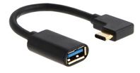MicroConnect USB-C angled male to USB3.0 female cable black - Kabel - Digital/Daten von LumaTech