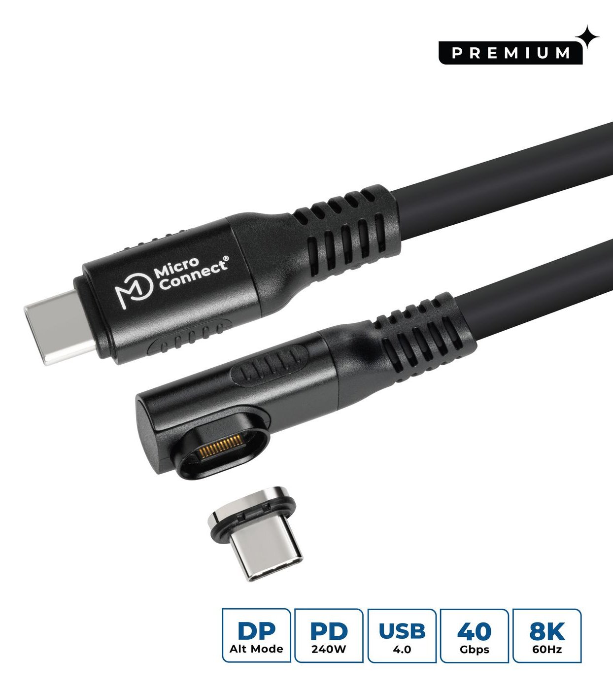 MicroConnect USB-C to cable Angled Premium magnetic - Kabel - Digital/Daten von LumaTech