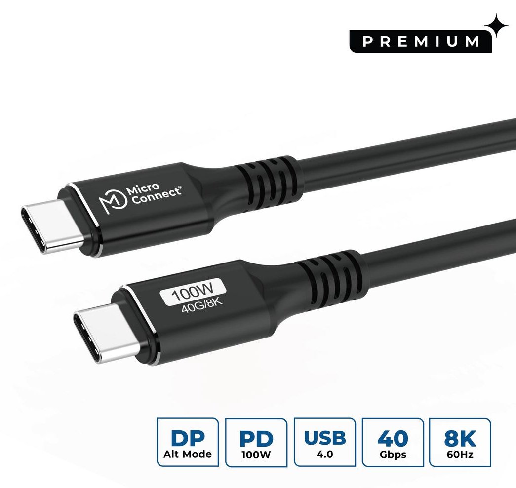 MicroConnect USB-C to cable Premium 100W 40Gbps USB4 - Kabel - Digital/Daten von LumaTech