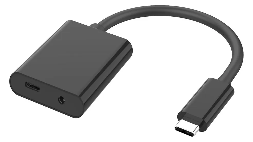 MicroConnect USB-C zu Kopfhöreranschluss / Ladeadapter - 24 pin USB-C männlich zu 24 pin USB-C, Mini-Stecker weiblich, Ansicht 2