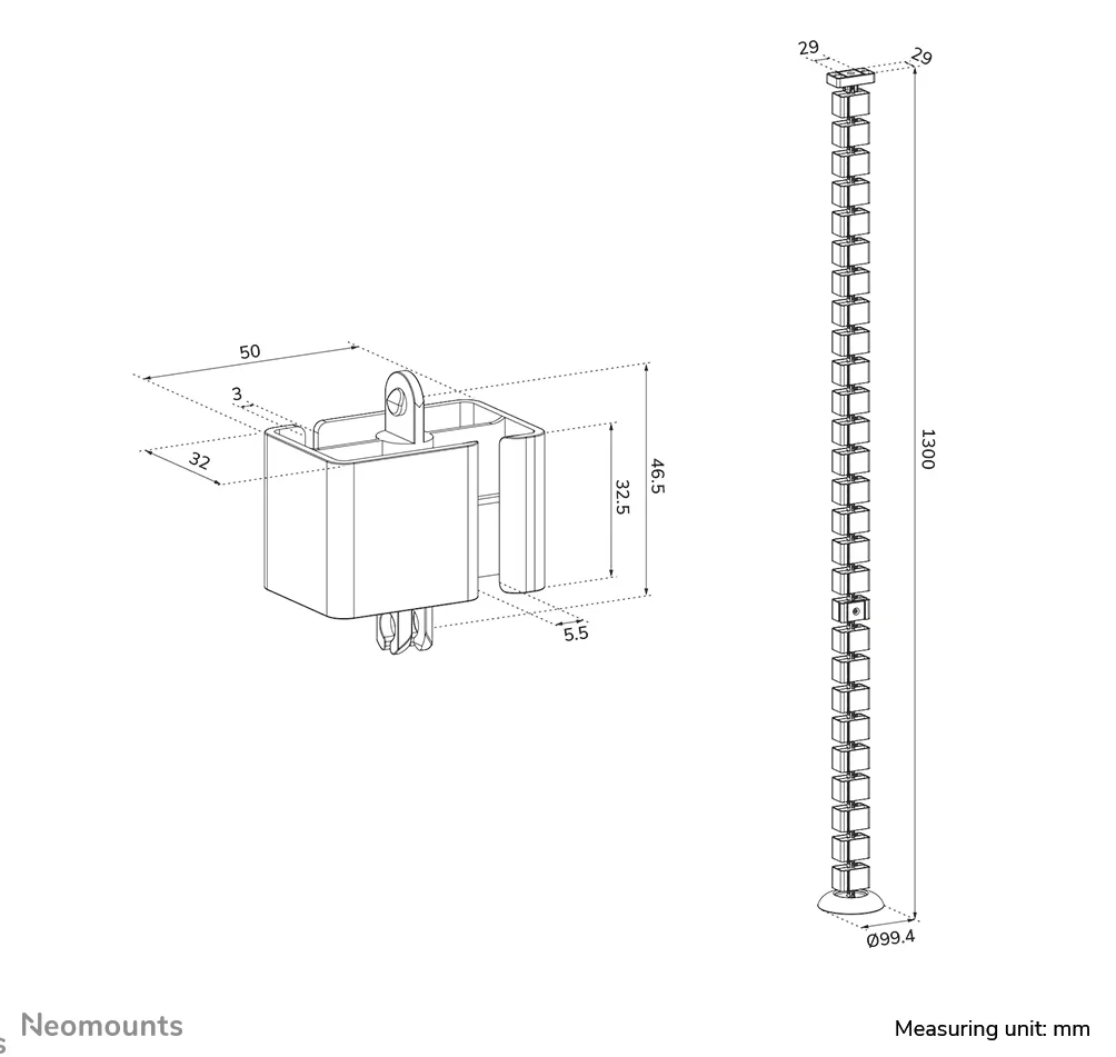 Neomounts Kabelschlauch - magnetic fixture, universal - Weiß, Ansicht 2