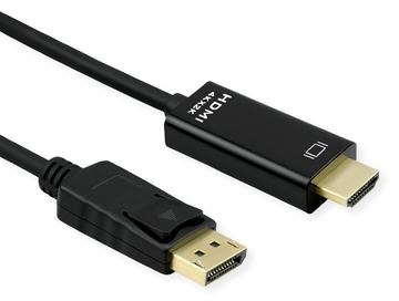 ROLINE Adapterkabel - DisplayPort männlich zu HDMI männlich - 2 m - abgeschirmt - Schwarz - hauchvergoldete Kontakte von LumaTech