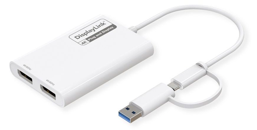 ROLINE Display Adapter USB Typ C A - Dual DP 4K60 ST/BU - Adapter - Digital/Daten von LumaTech
