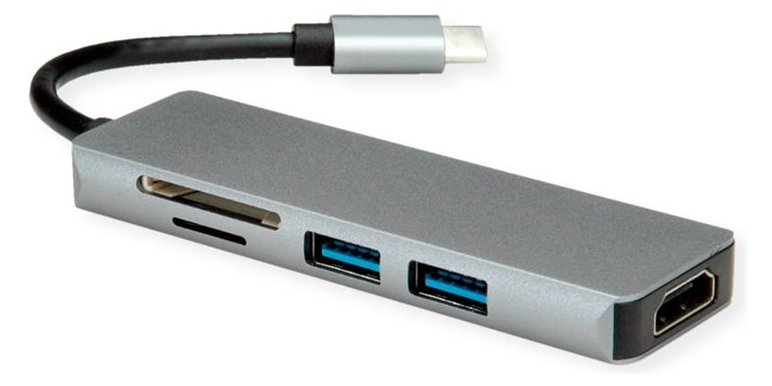 ROLINE Dockingstation Typ C HDMI 2x USB3.2 Gen1 A SD/MicroSD - Digital/Daten
