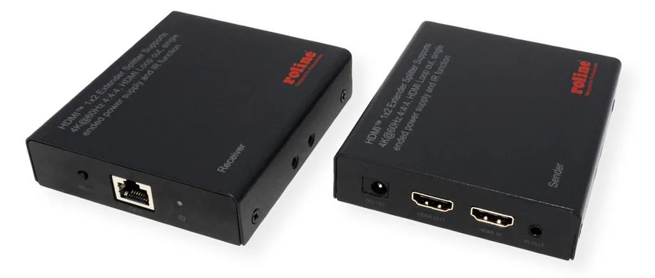 ROLINE HDMI 1x2 Splitter+ Extender via TP Kat.6A 4K60Hz 70m - Digital/Display/Video, Ansicht 2