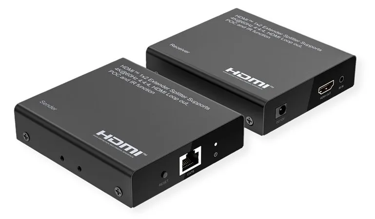 ROLINE HDMI 1x2 Splitter+ Extender via TP Kat.6A 4K60Hz 70m - Digital/Display/Video, Ansicht 3