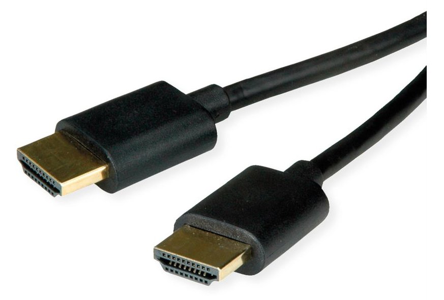 ROLINE HDMI High Speed Kabel mit Ethernet Slim ST-ST schwarz 2 m 11.04 - Kabel - Digital/Display/Video