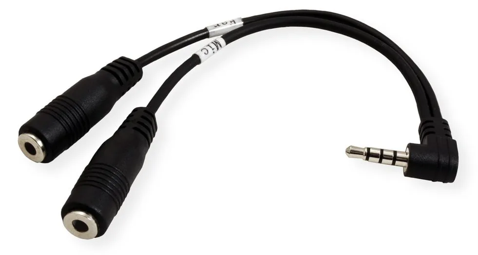 ROLINE Headsetadapter - 4-poliger Mini-Stecker männlich zu mini-phone stereo 3.5 mm weiblich, Ansicht 2