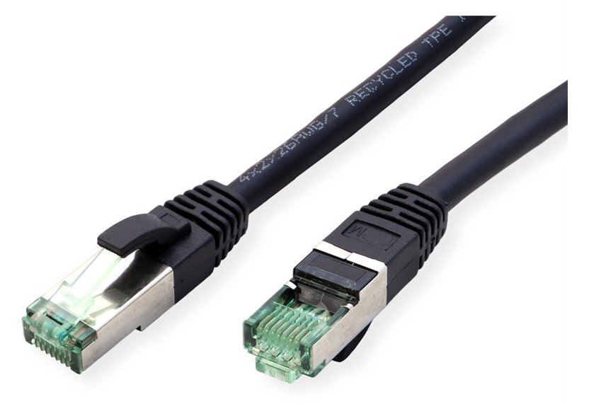 ROLINE RM S/FTP Patchkabel Kat6A/Kl.EA TPE schwarz 1.5m - FTP - PIMF