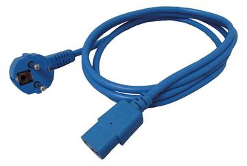 ROLINE Stromkabel - CEE 7/7 (M) gewinkelt bis IEC 60320 C13 gerade - Blau von LumaTech