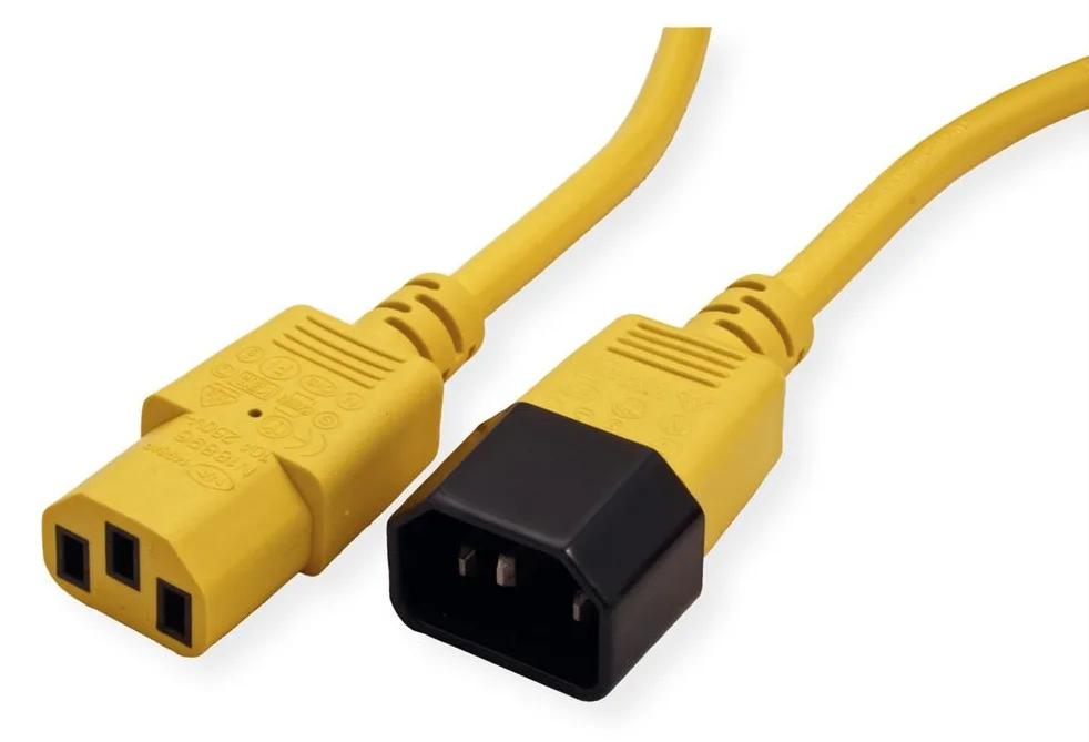 ROLINE Stromkabel - IEC 60320 C14 zu IEC 60320 C13 - Gelb, Ansicht 2