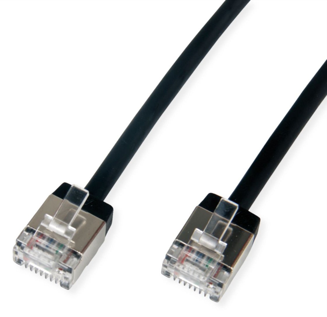 ROLINE U/FTP Patchkabel Kat.6A Ultra- kurzer RJ45 schwarz 3m - Netzwerk - CAT 6a
